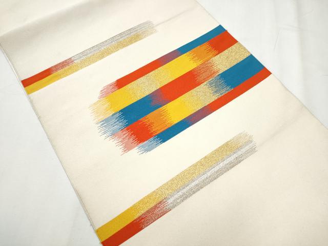 平和屋着物●爪掻き本綴れ　八寸名古屋帯　霞文　金銀糸　正絹　逸品　CABB0497hy