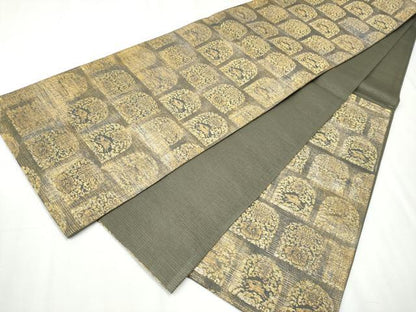 平和屋着物●六通柄袋帯　花兎　金糸　正絹　逸品　CABB0531hy