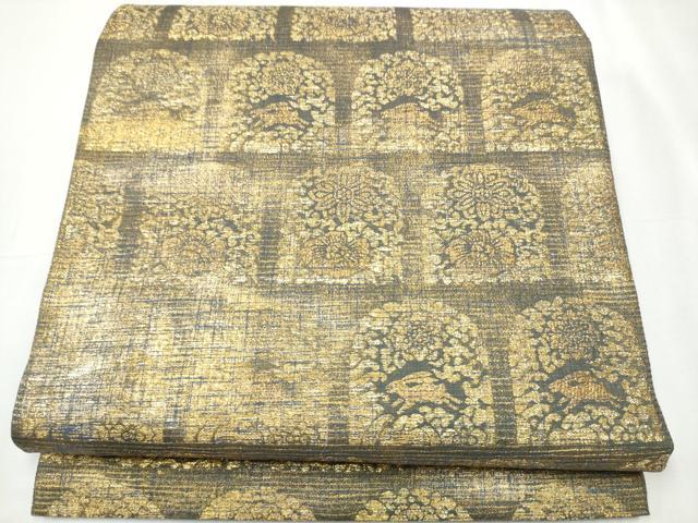平和屋着物●六通柄袋帯　花兎　金糸　正絹　逸品　CABB0531hy