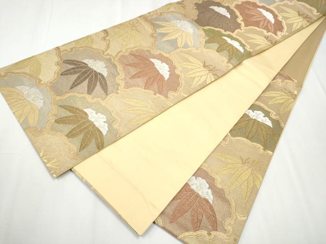 平和屋着物●六通柄袋帯　雪輪笹文　金銀糸　正絹　逸品　CABB0540hy