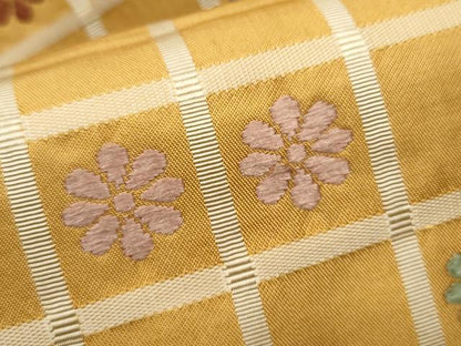 平和屋着物●九寸名古屋帯　唐織　吉野間道　正絹　逸品　CABB0548hy