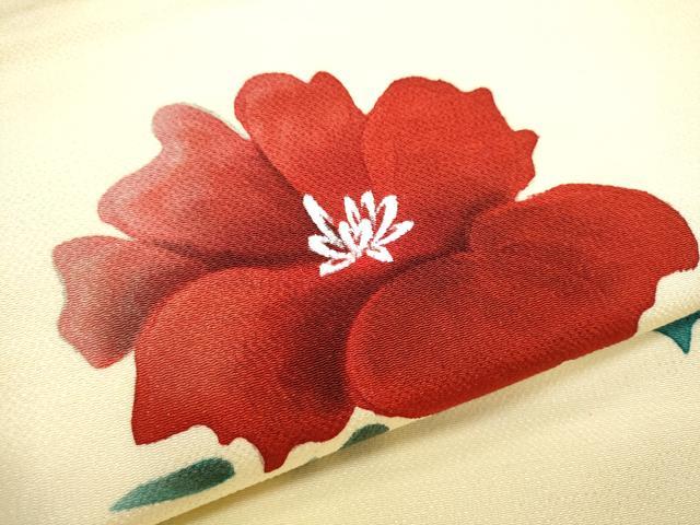 平和屋着物●九寸名古屋帯 枝花文 金彩 鬼しぼ縮緬 正絹 逸品 CABB0585hy