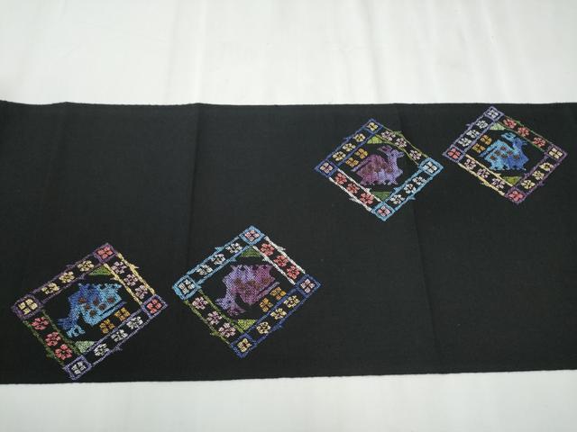 平和屋着物●本場筑前博多織　八寸名古屋帯　有栖川錦　黒地　正絹　逸品　CABB0587hy