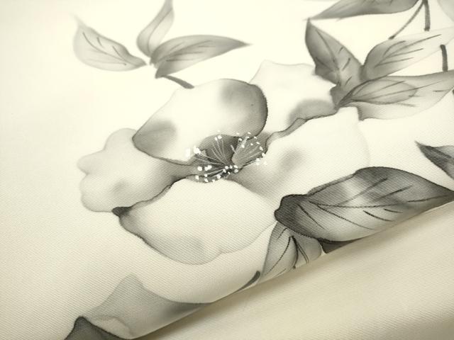 平和屋着物●塩瀬　九寸名古屋帯　作家物　手描き　枝花文　正絹　逸品　CABB0605hy