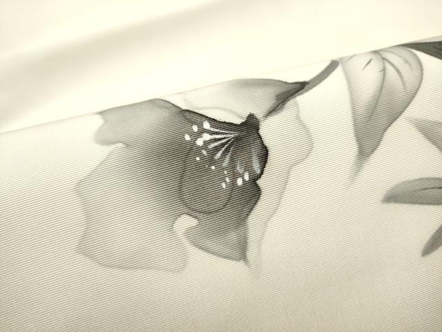平和屋着物●塩瀬　九寸名古屋帯　作家物　手描き　枝花文　正絹　逸品　CABB0605hy