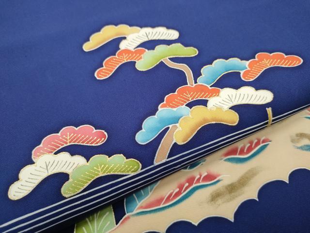 平和屋着物●塩瀬　九寸開き名古屋帯　風景草花文　金彩　正絹　逸品　CABB0611hy