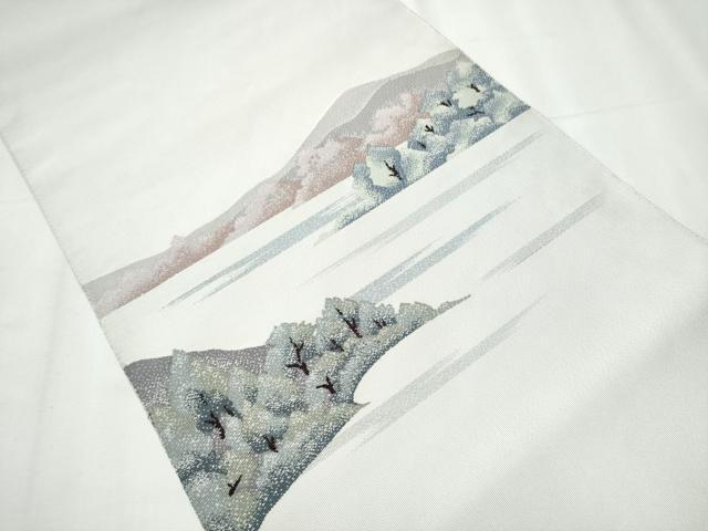 平和屋着物●名門　浅田綴　八寸名古屋帯　春苑　品質保証付き　正絹　逸品　CABB0632hy 平和屋着物○名門 浅田綴 八寸名古屋帯 春苑 品質保証付き