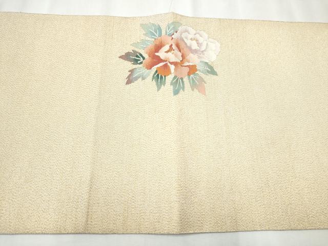 平和屋着物●八寸名古屋帯　綴れ　鴛鴦花文　金糸　正絹　逸品　CABB0633hy