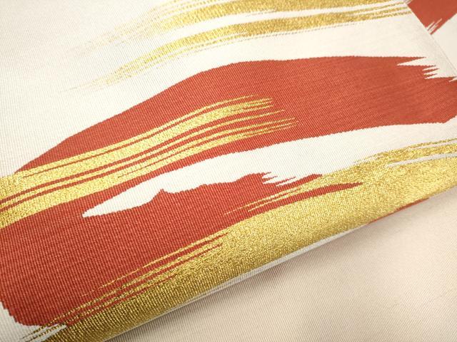 平和屋着物●爪掻本綴作家　伊達静　八寸名古屋帯　抽象文　正絹　逸品　CABB0638hy