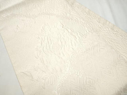 平和屋着物●本場筑前博多織　八寸名古屋帯　ふくれ織　舞花文　正絹　逸品　CABB0639hy