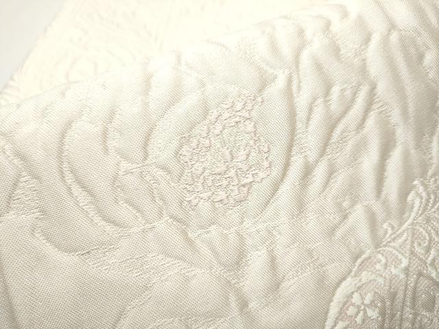 平和屋着物●本場筑前博多織　八寸名古屋帯　ふくれ織　舞花文　正絹　逸品　CABB0639hy