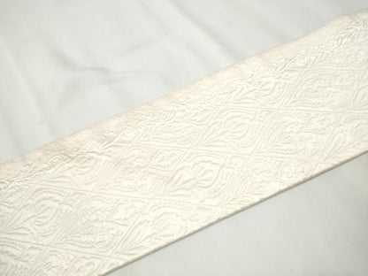 平和屋着物●本場筑前博多織　八寸名古屋帯　ふくれ織　舞花文　正絹　逸品　CABB0639hy