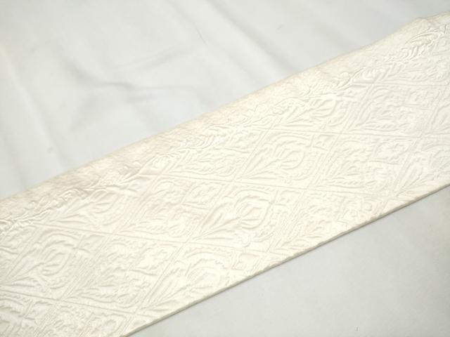 平和屋着物●本場筑前博多織　八寸名古屋帯　ふくれ織　舞花文　正絹　逸品　CABB0639hy