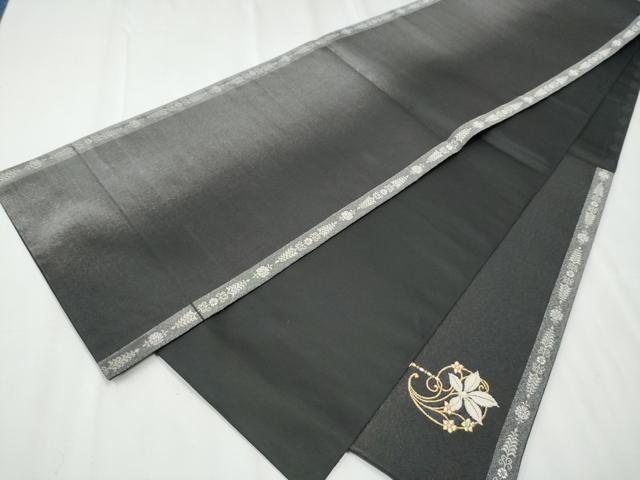 平和屋着物●太鼓柄袋帯　銀華山織　天然石　花唐草文　金銀糸　正絹　逸品　CABB0641hy
