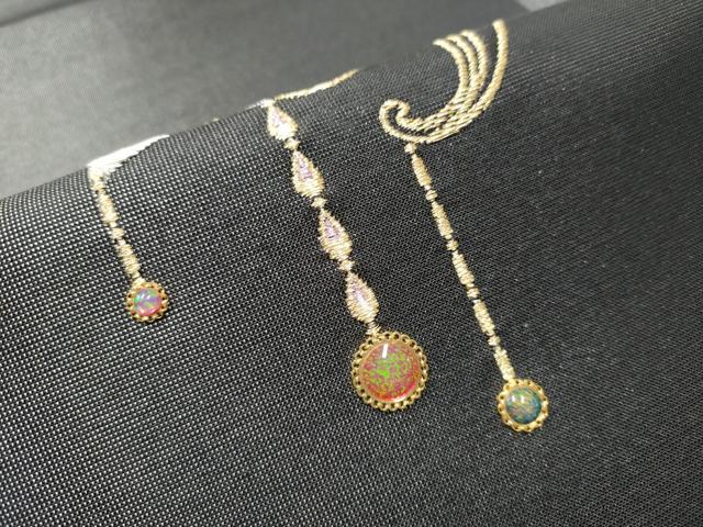 平和屋着物●太鼓柄袋帯　銀華山織　天然石　花唐草文　金銀糸　正絹　逸品　CABB0641hy