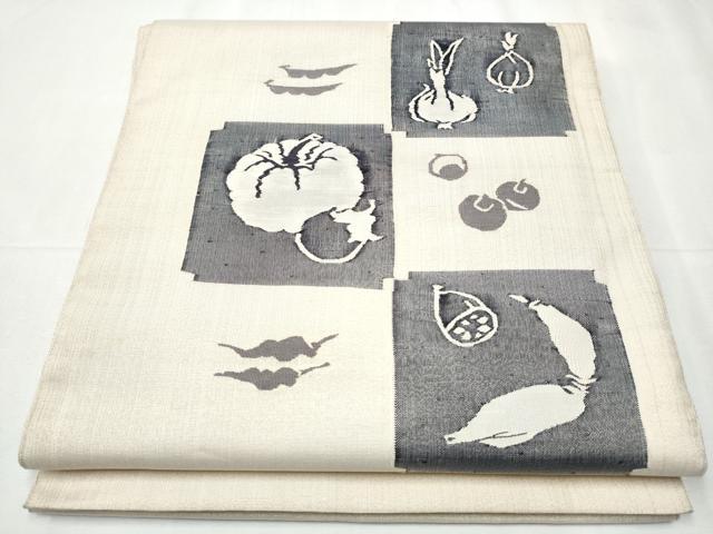 平和屋着物●太鼓柄袋帯 すくい織 成物 銀糸 正絹 逸品 CABB0659hy