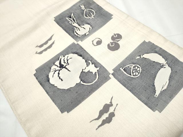 平和屋着物●太鼓柄袋帯 すくい織 成物 銀糸 正絹 逸品 CABB0659hy