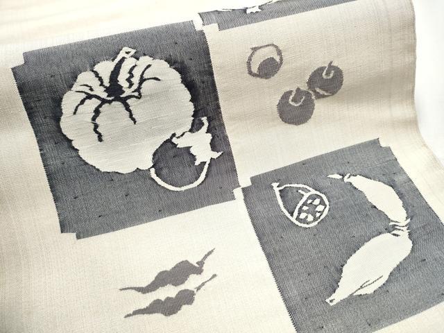 平和屋着物●太鼓柄袋帯 すくい織 成物 銀糸 正絹 逸品 CABB0659hy