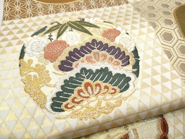 平和屋着物○六通柄袋帯 唐織 宝尽くし草花丸文 金銀糸 正絹 逸品