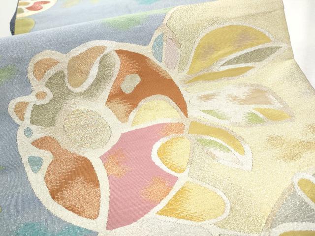 平和屋着物●爪掻き本綴れ　六通柄袋帯　舞花文　金銀糸　正絹　逸品　CABB0683hy 平和屋着物○爪掻き本綴れ 六通柄袋帯 舞花文 金銀糸