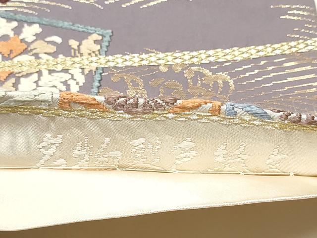平和屋着物●六通柄袋帯　唐錦　名物裂色紙文　金糸　正絹　逸品　CABB0694hy