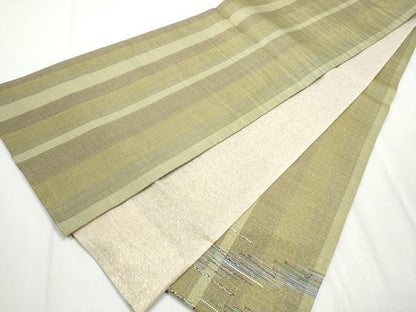 平和屋着物▽スリーシーズン 春夏秋 両面 太鼓柄袋帯 霞文 金糸 正絹 逸品 CABB0703hy
