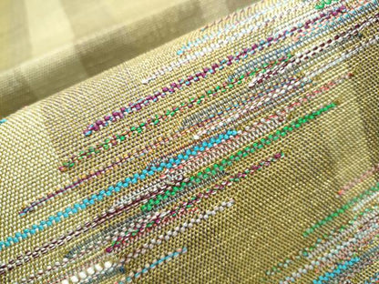 平和屋着物▽スリーシーズン 春夏秋 両面 太鼓柄袋帯 霞文 金糸 正絹 逸品 CABB0703hy