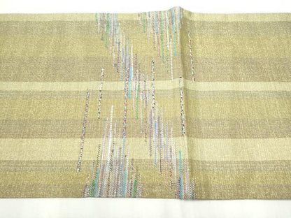 平和屋着物▽スリーシーズン 春夏秋 両面 太鼓柄袋帯 霞文 金糸 正絹 逸品 CABB0703hy