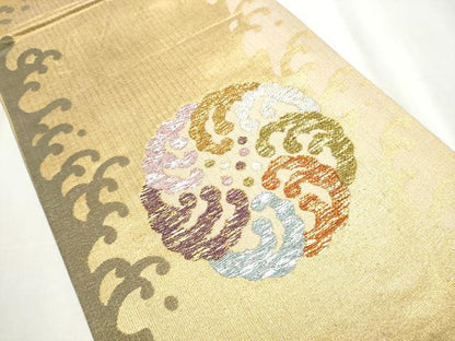 平和屋着物●六通柄袋帯 立波文 金銀糸 正絹 逸品 CABB0705hy