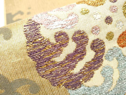 平和屋着物●六通柄袋帯 立波文 金銀糸 正絹 逸品 CABB0705hy