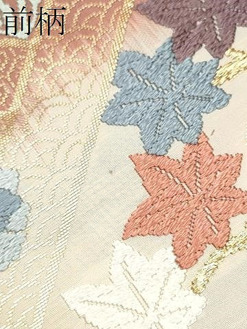 平和屋着物●六通柄袋帯　唐織　檜垣草花文　金糸　正絹　逸品　CABB0706hy