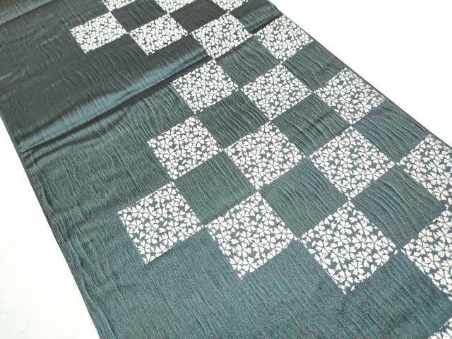 平和屋着物●両面　全通柄袋帯　経よろけ織　市松小桜文　正絹　逸品　CABB0707hy 平和屋着物○両面 全通柄袋帯 経よろけ織 市松小桜文 正絹