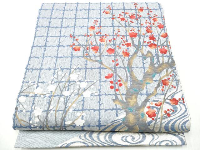 平和屋着物▽スリーシーズン 春夏秋 両方向 全通柄袋帯 流水枝