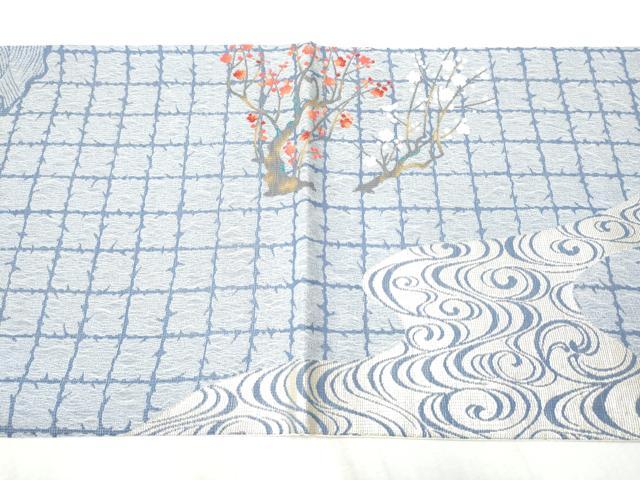 平和屋着物▽スリーシーズン　春夏秋　両面　全通柄袋帯　流水文　金銀糸　正絹　逸品　CABB0524hy 平和屋着物▽スリーシーズン 春夏秋 両方向 全通柄袋帯 流水枝