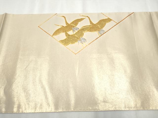 平和屋着物●西陣　川島織物　太鼓柄袋帯　総刺繍　駒刺繍　流水飛鶴文　金銀糸　正絹　逸品　CABB0744hy