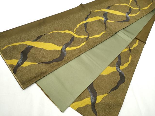 平和屋着物●六通柄袋帯 抽象文 金糸 正絹 逸品 CABB0745hy