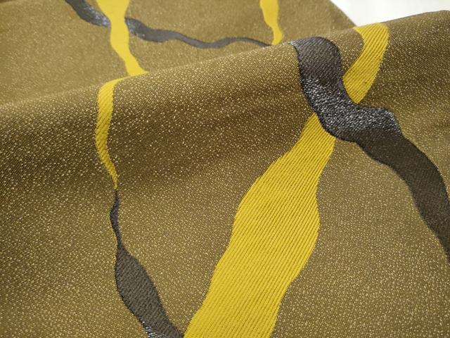 平和屋着物○六通柄袋帯 抽象文 金糸 正絹 逸品 CABB0745hy