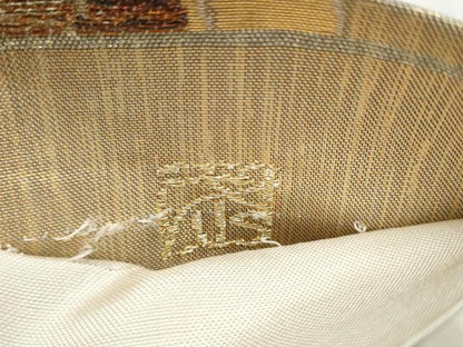 平和屋着物●西陣 万勝織物謹製 六通柄袋帯 古代花鳥裂 金糸 正絹 逸品 CABB0763hy
