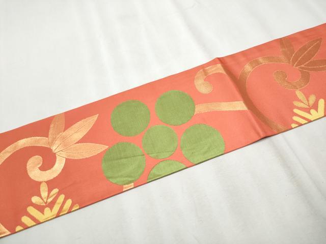 平和屋着物●桝屋高尾　九寸名古屋帯　花唐草文　金糸　正絹　逸品　CABB0766hy