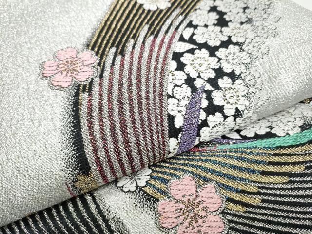 平和屋着物○六通柄袋帯 唐織 舞桜文 金銀糸 正絹 逸品