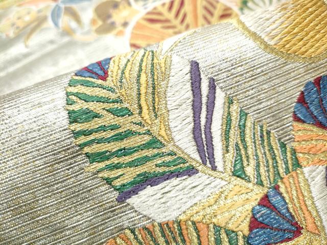 平和屋着物○六通柄袋帯 唐織 鶴亀松竹梅 金銀糸 正絹 逸品