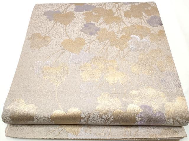 平和屋着物●六通柄袋帯　蔦の葉文　金糸　正絹　逸品　CABB0798hy 平和屋着物○六通柄袋帯 蔦の葉文 金糸 正絹 逸品 CABB0798hy