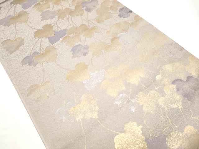 平和屋着物●六通柄袋帯　蔦の葉文　金糸　正絹　逸品　CABB0798hy 平和屋着物○六通柄袋帯 蔦の葉文 金糸 正絹 逸品 CABB0798hy