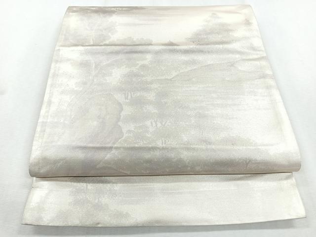 平和屋着物◎六通柄袋帯 風景樹林文 引箔 正絹 逸品 CABB0804nb