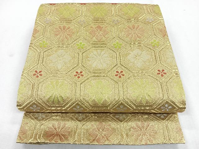 平和屋着物◎六通柄袋帯　舞菊文　金銀糸　正絹　逸品　CABB0808nb