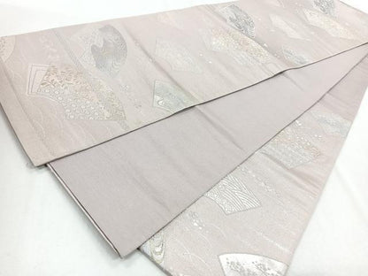 平和屋着物◎六通柄袋帯 地紙吉祥花文 金銀糸 正絹 逸品 CABB0811nb