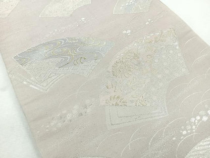 平和屋着物◎六通柄袋帯 地紙吉祥花文 金銀糸 正絹 逸品 CABB0811nb