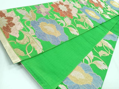 平和屋着物◎六通柄袋帯 花唐草文 金銀糸 正絹 逸品 CABB0818nb