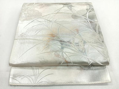 平和屋着物◎六通柄袋帯 芝草文 金銀糸 引箔 正絹 逸品 CABB0820nb