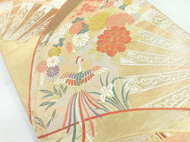 平和屋着物◎本佐賀錦 六通柄袋帯 唐織 片輪車鳳凰花文 金銀糸 正絹 逸品 CABB0825nb